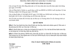 Quyết định 2770/2003/QĐ.UB trách nhiệm quản lý Nhà nước lĩnh vực Giáo dục Đào tạo An Giang