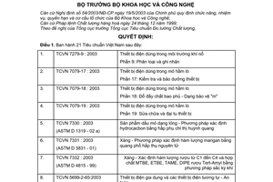 Quyết định 36/2003/QĐ-BKHCN  21 Tiêu chuẩn Việt Nam Phương tiện giao thông đường bộ xăng sản phẩm dầu mỏ thiết bị điện