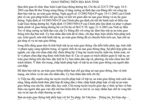 Chỉ thị 15/2003/CT-UB biện pháp đảm bảo trật tự an toàn giao thông Bến Tre