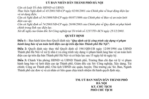 Quyết định 184/2003/QĐ-UB  xử lý công trình xây dựng vi phạm hành lang bảo vệ an toàn lưới điện cao áp trên địa bàn Hà Nội