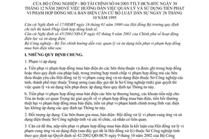 Thông tư liên tịch  04/2003/TTLT-BCN-BTC  hướng dẫn việc quản lý và sử dụng tiền phạt vi phạm hợp đồng mua bán điện