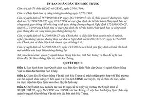 Quyết định 304/2003/QĐ-UBNDT Quy định phân cấp quản lý ngành giao thông vận tải Sóc Trăng