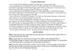 Quyết định 190/2003/QĐ-UB mua sắm, quản lý đầu tư và xây dựng trên địa bàn thành phố Đà Nẵng