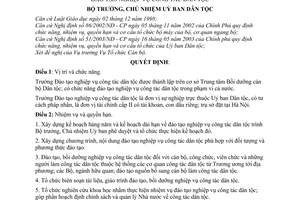 Quyết định 310/2003/QĐ-UBDT chức năng nhiệm vụ, quyền hạn cơ cấu tổ chức trường đào tạo nghiệp vụ công tác dân tộc