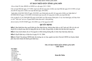 Quyết định 48/2003/QĐ-UB thủ tục thực hiện cơ chế một cửa chuyển mục đích sử dụng đất Lạng Sơn