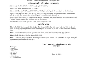 Quyết định 49/2003/QĐ-UB thủ tục cơ chế một cửa cấp giấy chứng nhận tiêu chuẩn môi trường Lạng Sơn