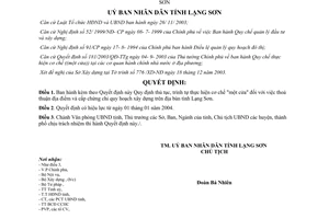 Quyết định 41/2003/QĐ-UB cơ chế một cửa việc thoả thuận địa điểm cấp chứng chỉ quy hoạch xây dựng Lạng Sơn