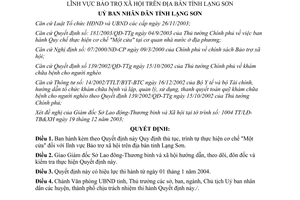 Quyết định 44/2003/QĐ-UB thủ tục thực hiện cơ chế một cửa lĩnh vực Bảo trợ xã hội Lạng Sơn