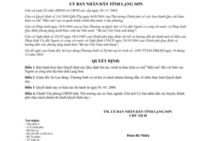 Quyết định 45/2003/QĐ-UB thủ tục thực hiện cơ chế Một cửa Người có công Lạng Sơn