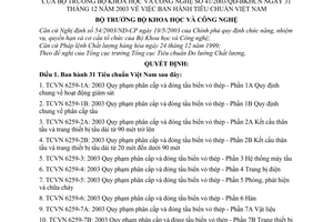 Quyết định 41/2003/QĐ-BKHCN 31 TCVN Tiêu chuẩn Việt Nam Quy phạm phân cấp đóng tầu biển vỏ thép