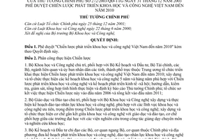Quyết định 272/2003/QĐ-TTg Chiến lược phát triển khoa học và công nghệ Việt Nam đến năm 2010