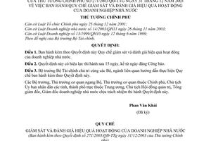 Quyết định 271/2003/QĐ-TTg Quy chế giám sát đánh giá hiệu quả hoạt động doanh nghiệp Nhà nước