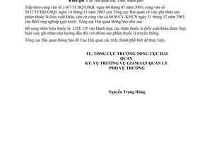 Công văn 112 TCHQ/GSQL ghi nhãn sản phẩm thuốc lá điếu xuất khẩu