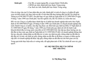 Công văn  345 TC/TCDN ưu đãi  tiền thuê đất  doanh nghiệp nhà nước cổ phần hoá theo Nghị định 44 /1998/NĐ-CP