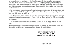 Công văn  241/TCHQ-GSQL  chuyển nhượng xe ô tô