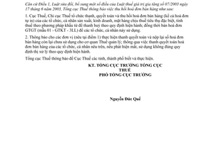 Công văn 101 TCT/TVQT thu hồi hoá đơn bán hàng