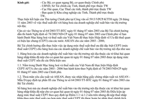 Công văn 736/TC-TCHQ thuế suất CEPT  hàng hoá của doanh nghiệp chế xuất bán vào thị trường nội địa