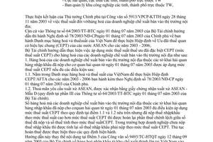 Công văn  736/TC-HTQT thuế suất CEPT hàng hoá của doanh nghiệp chế xuất bán vào thị trường nội địa