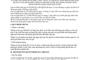 Thông tư 05/2004/TT-BTC hướng dẫn quản lý giá hàng hoá dịch vụ Nhà nước đặt hàng thanh toán nguồn ngân sách nhà nước