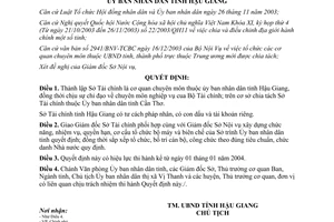 Quyết định 04/2004/QĐ-UBND thành lập sở tài chính thuộc ủy ban nhân dân Hậu Giang