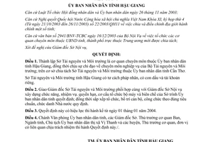 Quyết định 15/2004/QĐ-UB thành lập sở tài nguyên môi trường thuộc ủy ban nhân dân Hậu Giang