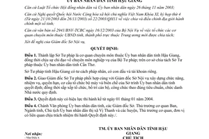 Quyết định 13/2004/QĐ-UB  thành lập sở tư pháp thuộc ủy ban nhân dân Hậu Giang