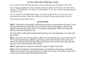 Quyết định 16/2004/QĐ-UBND thành lập sở nông nghiệp phát triển nông thôn thuộc ủy ban Hậu Giang