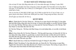 Quyết định 14/2004/QĐ-UB thành lập sở văn hóa thông tin thể thao thuộc ủy ban nhân dân Hậu Giang