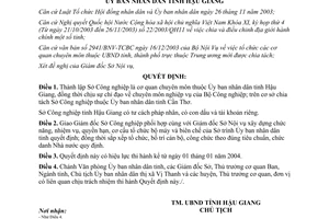 Quyết định 09/2004/QĐ-UB thành lập sở công nghiệp thuộc ủy ban nhân dân Hậu Giang