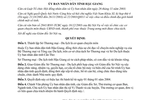 Quyết định 11/2004/QĐ-UB thành lập sở thương mại du lịch thuộc ủy ban nhân dân Hậu Giang