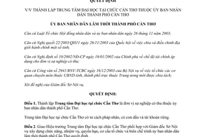 Quyết định 24/2004/QĐ-UB thành lập Trung tâm Đại học tại chức Cần Thơ