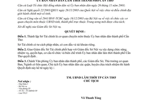 Quyết định số 06/2004/QĐ-UB thành lập Sở Tài chính Cần Thơ