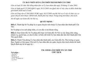 Quyết định số 04/2004/QĐ-UB thành lập Sở Tư pháp Cần Thơ