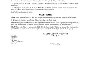 Quyết định số 05/2004/QĐ-UB thành lập Sở Kế hoạch và Đầu tư Cần Thơ