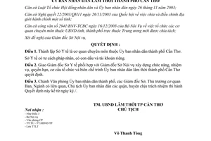 Quyết định số 19/2004/QĐ-UB thành lập Sở Y tế Cần Thơ