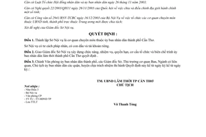 Quyết định 01/2004/QĐ-UB Lập Sở Nội vụ thuộc Ủy ban thành phố CầnThơ