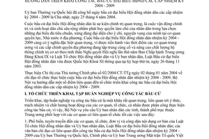 Hướng dẫn 17/BNV-CQĐP triển khai công tác bầu cử đại biểu HĐND các cấp nhiệm kỳ 2004-2009