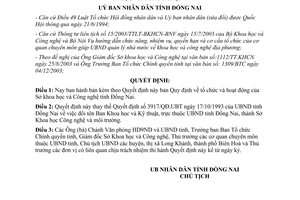 Quyết định 20/2004/QĐ.UBT về bản Quy định tổ chức và hoạt động của Sở khoa học v