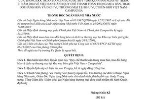 Quyết định 17/2004/QĐ-NHNN  Quy chế thanh toán mua bán, trao đổi hàng hoá dịch vụ thương mại tại khu vực biên giới Việt Nam-Campuchia