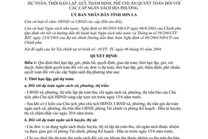 Quyết định 07/2004/QĐ-UB lập gửi phân bổ quyết định giao dự toán ngân sách địa phương Tỉnh Sơn La