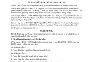 Quyết định số 33/2004/QĐ-UB thành lập Phòng đơn vị sự nghiệp quận Ô Môn Cần Thơ