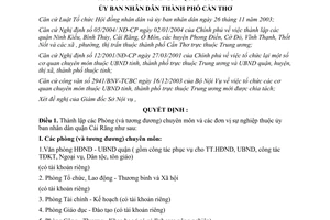 Quyết định số 38/2004/QĐ-UB thành lập Phòng đơn vị sự nghiệp quận Cái Răng
