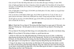 Quyết định 21/2004/QĐ-UB thành lập chỉ cục quản lý thị trường Hậu Giang