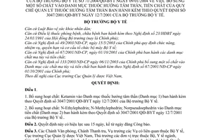 Quyết định 71/2004/QĐ-BYT bổ sung chất vào danh mục thuộc hướng tâm thần, tiền chất Quy chế quản lý thuốc hướng tâm thần hướng dẫn 3047/2001/QĐ-BYT