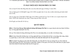 Quyết định 51/2004/QĐ-UB thành lập Chi cục Tiêu chuẩn Cần Thơ