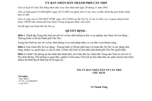 Quyết định 59/2004/QĐ-UBND Thành lập Trung tâm Nuôi trẻ mồ côi Sở Lao động Thương binh Xã hội Cần Thơ