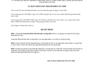 Quyết định 60/2004/QĐ-UB thành lập Trung tâm Phát triển khu dân cư Cần Thơ