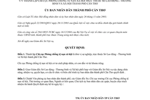 Quyết định 61/2004/QĐ-UB thành lập Chi cục Phòng chống tệ nạn xã hội Cần Thơ