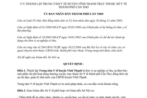 Quyết định 77/2004/QĐ-UB thành lập Trung tâm Y tế huyện Vĩnh Thạnh