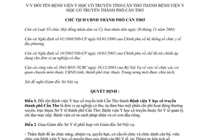 Quyết định 83/2004/QĐ-UB Bệnh viện Y học cổ truyền thành phố Cần Thơ